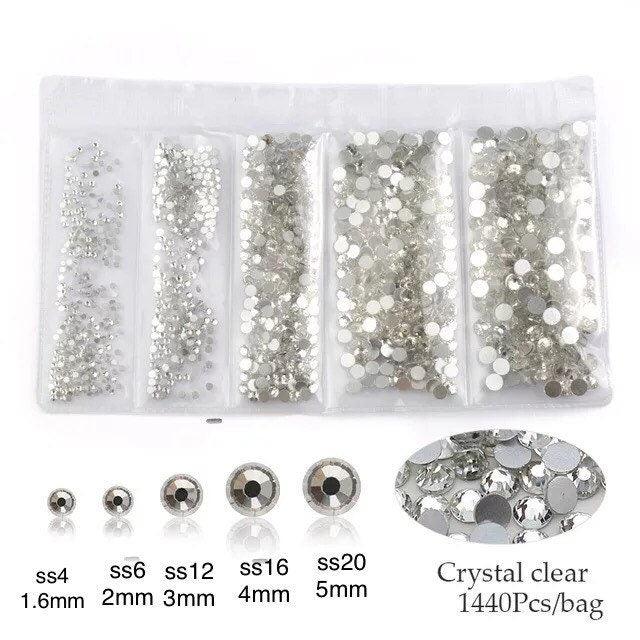 1440 Pieces mixed Size Super Shiny Crystal Clear Rhinestones - Shri Arts & Gifts